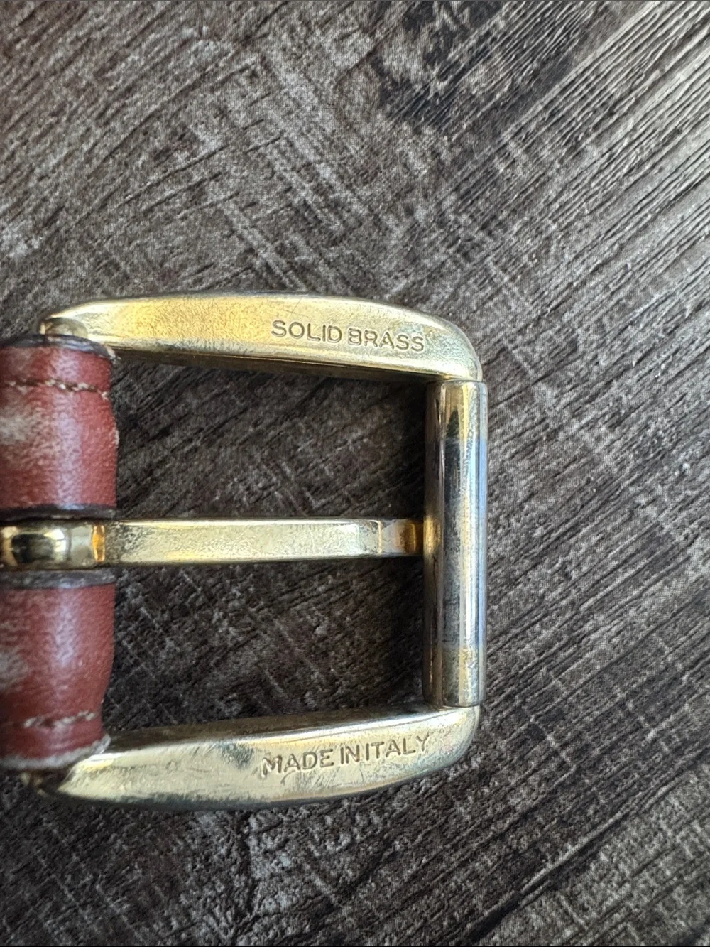 Martin Dingman Brown Leather Belt with Gold Buckle